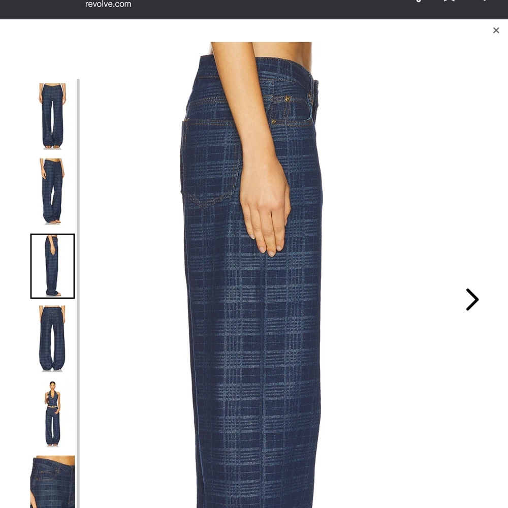 Lioness Navy Plaid Wide Leg Pants - Picture 4 of 10